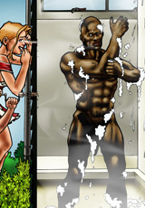 Three black dude caught a sexy toon cheerleader and want to bang her
