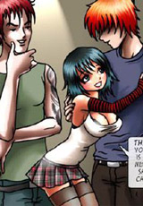 Two hentai girls are bound and fucked by three guys!