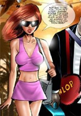 Busty young chick in a short skirt flew in the arab world