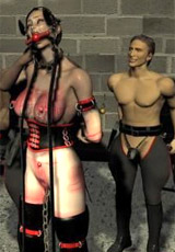Bald slave girl is used as a pony!