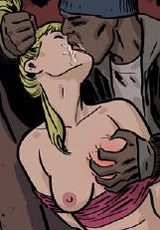 Bad guy tore the girl's blouse, and there seemed huge breasts