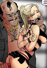 Cruel master inserts a long toy into his slave girl's ass!