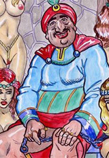 Sultan posing with his white slaves, coming from the best european families!
