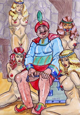 Sultan posing with his white slaves, coming from the best european families!