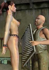 Naked girl with big tits one among military men!