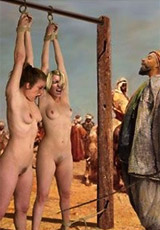 Slave girl get their pussies whipped in front of long line of men!